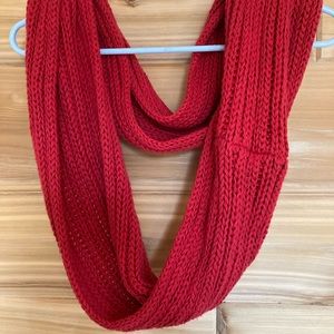 Red knit infinity scarf